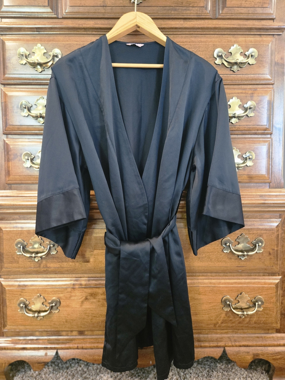 💝ThirdLove Black Satin Belted Robe OSFM💝